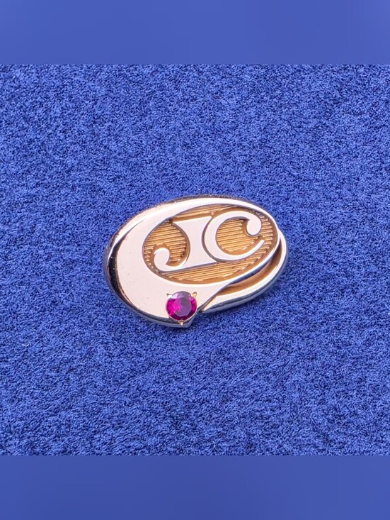 Hershon Other - Vintage Hershon 10k Yellow Gold Ruby Accent Monogram Tie Tack Lapel Pin